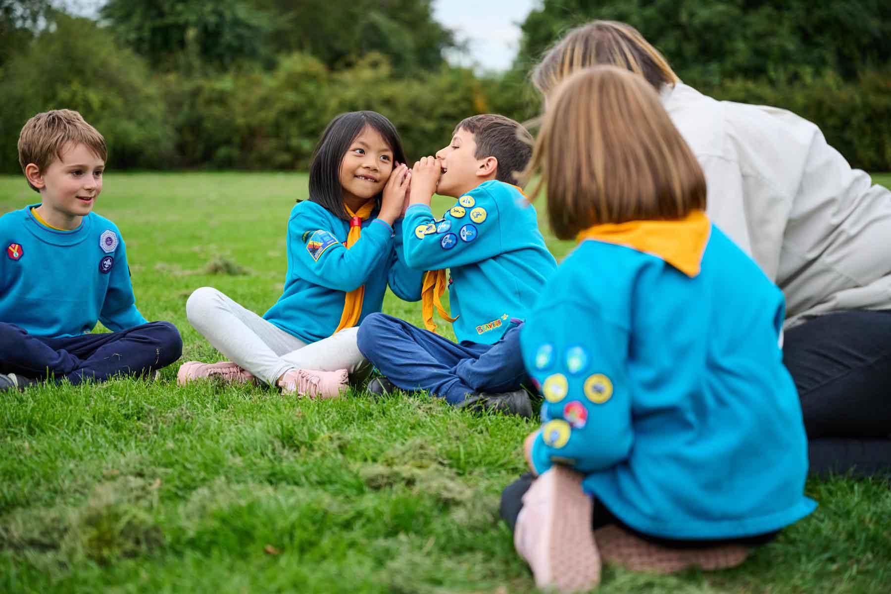 Beaver Scouts on grass outside